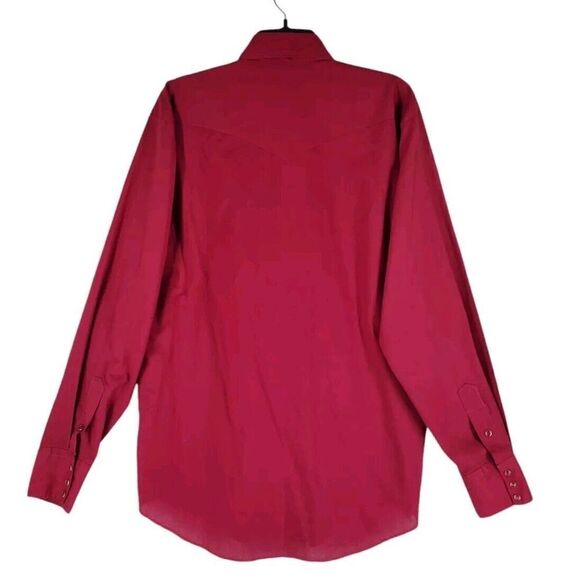 Vtg Tem Tex Western Shirt Pearl Snap  Mens 16.5 35 Red Maroon 70s 80s USA Made - Picture 14 of 14